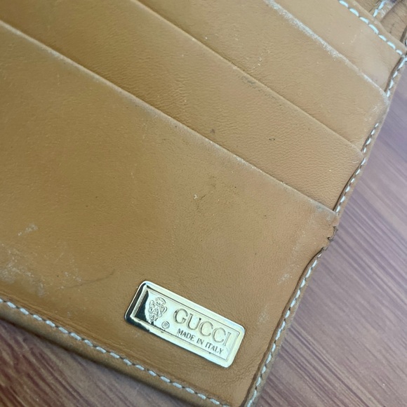 Vtg 80’s Gucci GG Monogram Long Wallet Bifold Gold Accents Iconic - Picture 11 of 16